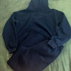 COMFRT SIGNATURE SET W STRAIGHT LEG BOTTOMS SZ XS IN OBSIDIAN